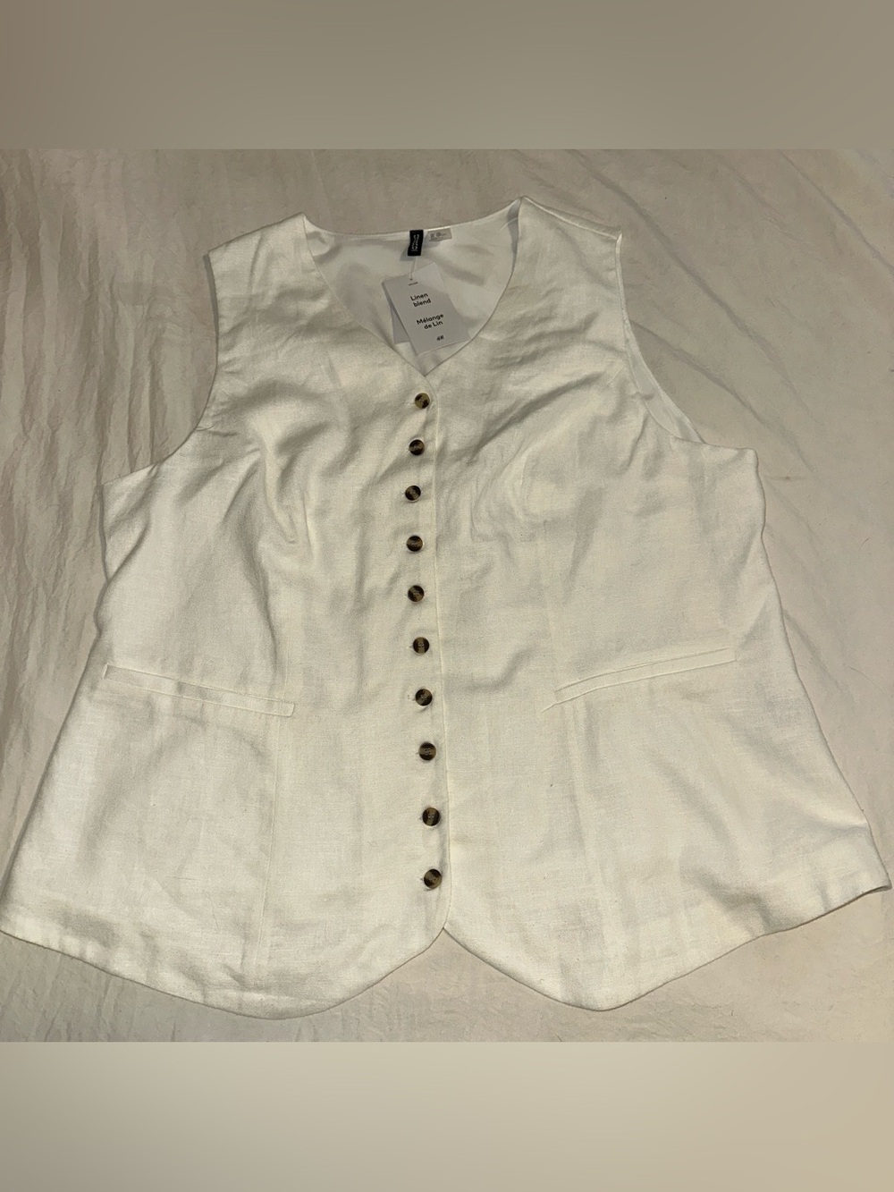 H&M Women’s Beige Tailored Button Up Vest Size XXL